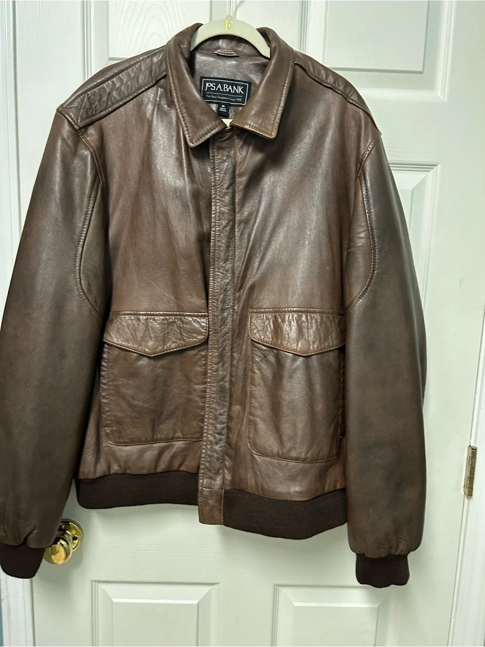 Jos. A. Bank Men's Brown Leather Bomber Jacket XXL